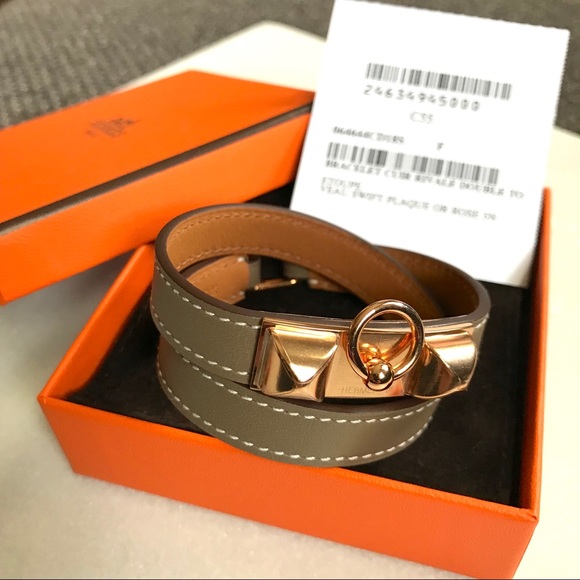 Authentic Hermes Cuir Rivale Double Tour Bracelet - Picture 2 of 8